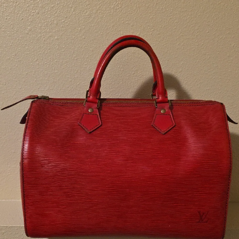 Epi Louis Vuitton Red Satchel Bag